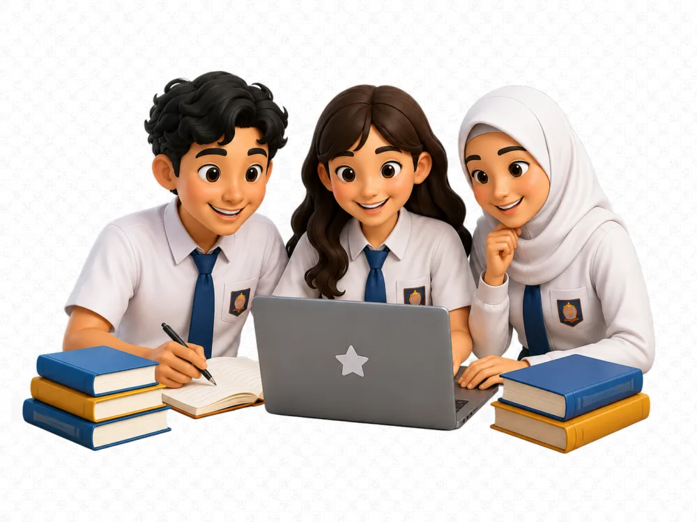 Tiga siswa belajar bersama untuk Try Out TKA Jawa Tengah
